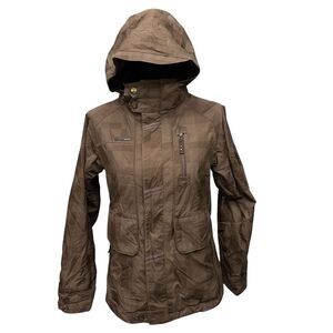 Sims Snowboard Ski Jacket Hood Winter Size Small Brown With Green‎ Lining